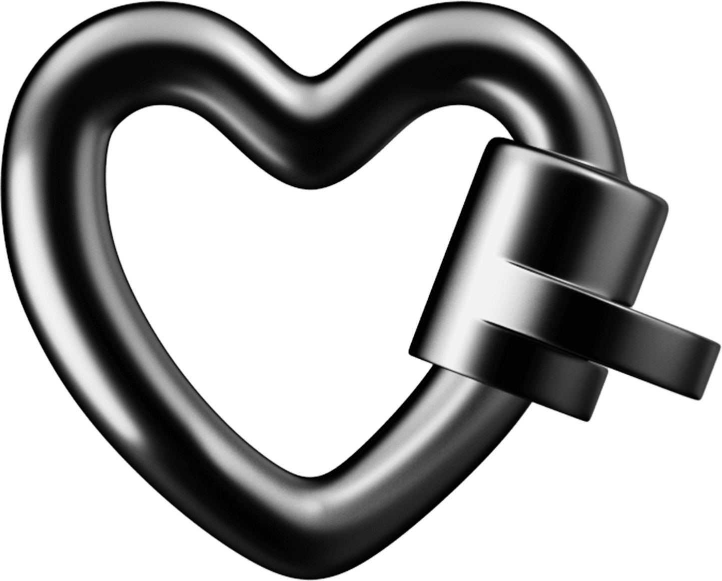 WeLocked Classic Permanent Clasp Lock Heart-shaped 925 Silver, Black